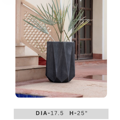 Charcoal Geometric Planter Pot, 25 Inch Tall Modern Decorative Planter for Home & Garden