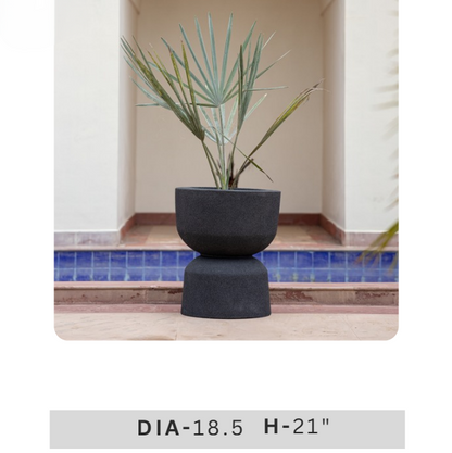 Charcoal Pedestal Planter Pot, 21 Inch Modern Bowl Planter for Indoor & Outdoor Décor