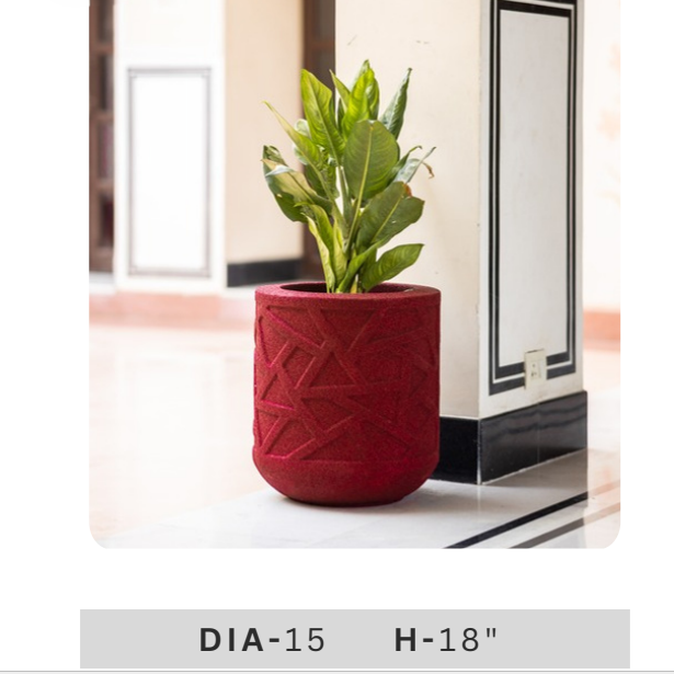 Red Geometric Planter Pot, 18 Inch Tall Decorative Round Plant Pot for Modern Home Décor