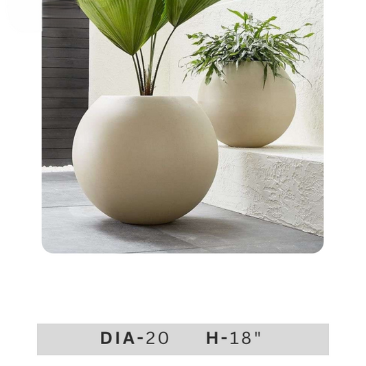 Ivory Round Planter Pot, 18 Inch Modern Bulbous Decorative Plant Pot for Home & Garden