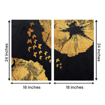 Abstract Gold Butterfly Canvas Painting Wall Art – Large Size Frame (18 x 24 Inches Each Part)