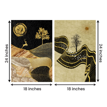 Abstract Modern Canvas Painting Wall Art – Large Size Frame (18 x 24 Inches Each Part)