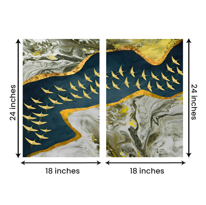 Abstract Birds Canvas Painting Wall Art – Large Size Frame (18 x 24 Inches Each Part)
