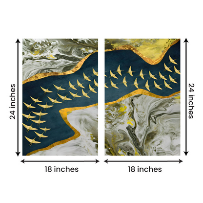 Abstract Birds Canvas Painting Wall Art – Large Size Frame (18 x 24 Inches Each Part)