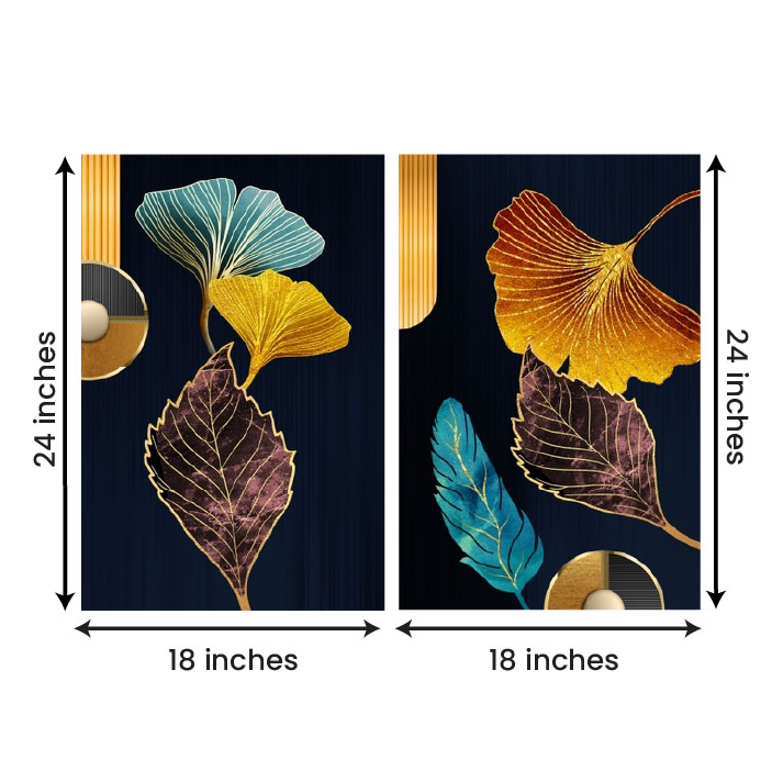 Abstract Leaf Canvas Painting Wall Art – Large Size Frame (18 x 24 Inches Each Part)