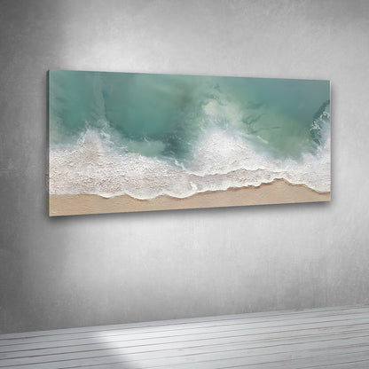 Sea waves beach wall art horizontal painting for living room modern interiors