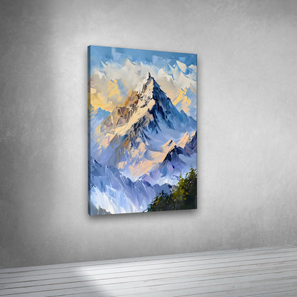 Snow mountain wall art vertical landscape painting for living room home decor