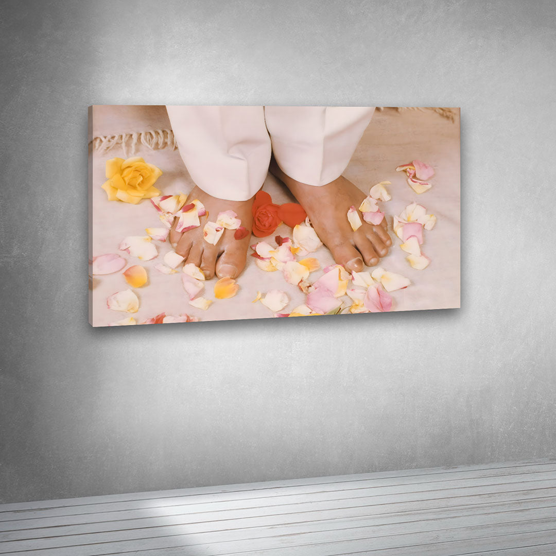 Spiritual feet petals canvas painting frame canvas wall arts decor large size painting for home