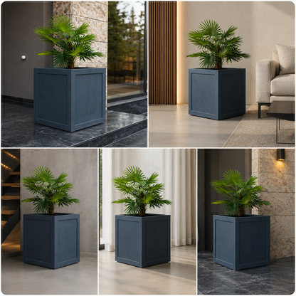 Large tropical palm planter box for modern entrance styling