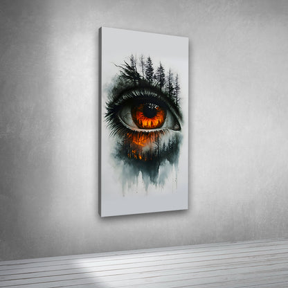Abstract forest eye painting canvas print for contemporary interiors