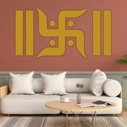Swastik wall decal for decoration 3D Golden Mantra Wall Decor for Living Room Sanskrit Mantra Decor Acrylic self adhesive