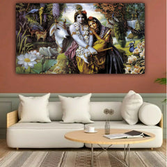 The Seven Colours Beautiful Radha Krishna Wall Painting Frame for Living Room Drawing Room Wall Decors Big Size Paintings For Home Decoration | Office Decors | Gifts