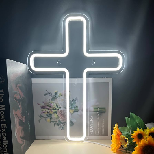 The Cross of Jesus Symbol of Christianity Wall Decor Neon Light (18X10 In)