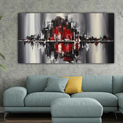 The Parallel City Canvas Painting with Frame for Wall Decor