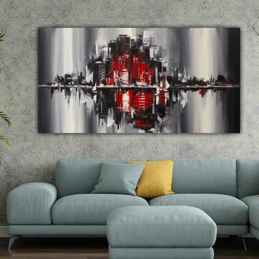 The Parallel City Canvas Painting with Frame for Wall Decor