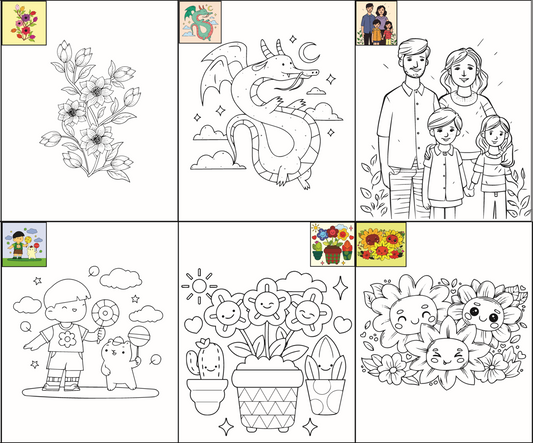 The Seven Colours Canvas Painting Kit – Set of 10 Pre-Outlined Canvases with Brush & Paint for Kids, Adults, and Couples – Perfect for Birthdays, Functions & Special Occasions (canvas set-10, 10 brush, 2 paint box)GP4