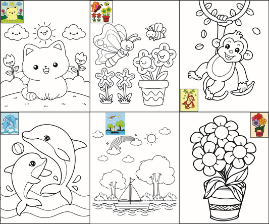The Seven Colours Canvas Painting Kit – Set of 10 Pre-Outlined Canvases with Brush & Paint for Kids, Adults, and Couples – Perfect for Birthdays, Functions & Special Occasions (canvas set-10, 10 brush, 2 paint box)GP5