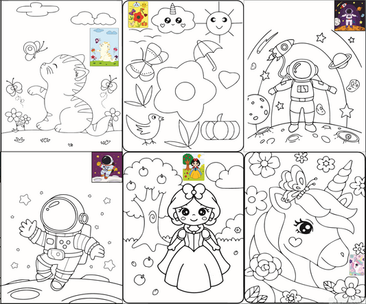 The Seven Colours Canvas Painting Kit – Set of 10 Pre-Outlined Canvases with Brush & Paint for Kids, Adults, and Couples – Perfect for Birthdays, Functions & Special Occasions (canvas set-10, 10 brush, 2 paint box)GP6