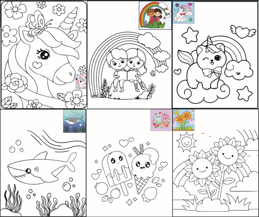 The Seven Colours Canvas Painting Kit – Set of 10 Pre-Outlined Canvases with Brush & Paint for Kids, Adults, and Couples – Perfect for Birthdays, Functions & Special Occasions (canvas set-10, 10 brush, 2 paint box)GP8