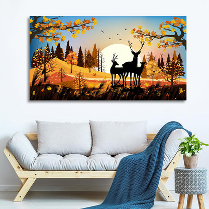 Three Deer Painting for Living Decor