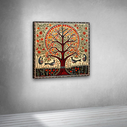Traditional Indian folk tree painting wall decor for living room and home