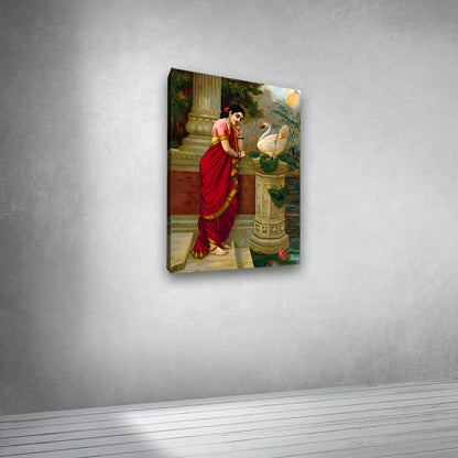 Large ethnic lady wall art canvas painting for luxury living room interiors