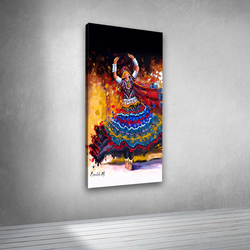 Colorful dancer painting canvas print for contemporary interiors