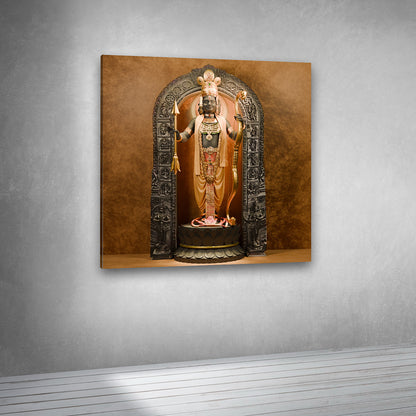 Sacred Hindu temple idol artwork canvas print for spiritual interiors