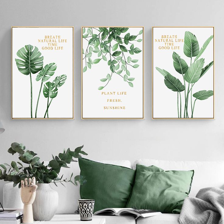 Modern tropical leaf canvas prints featuring botanical wall decor for living room