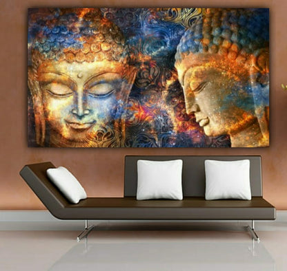Beautiful Lord Buddha Painting Canvas with Frame for Living Room