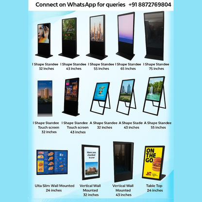 LED Digital Standee Video Display Signage for Branding, Advertising | Digital Advertising Display Screen | Led Video Standee 32" Wall Mounted