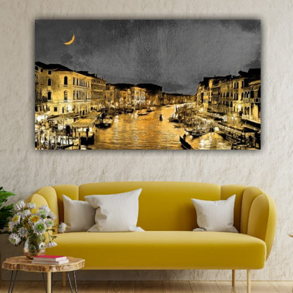 Canvas Painting Landscape Venice City Night View