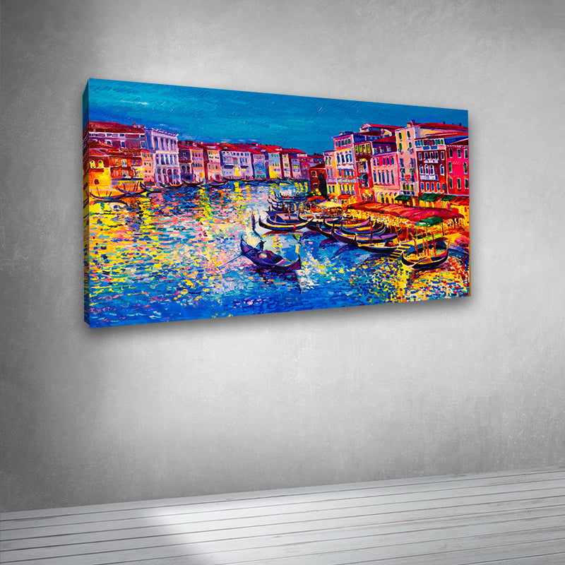 Colorful cityscape painting canvas print for contemporary interiors