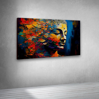 Vibrant Buddha canvas painting with artistic texture modern wall art for home
