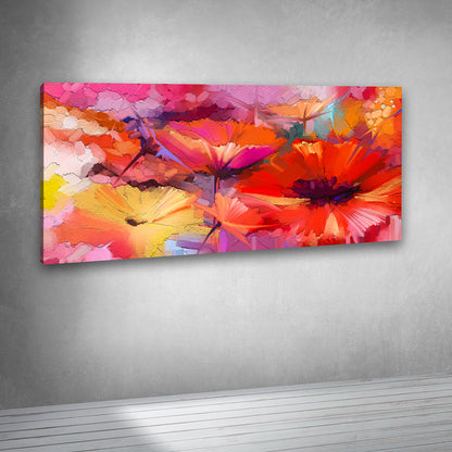 Colorful flower artwork canvas print for contemporary interiors
