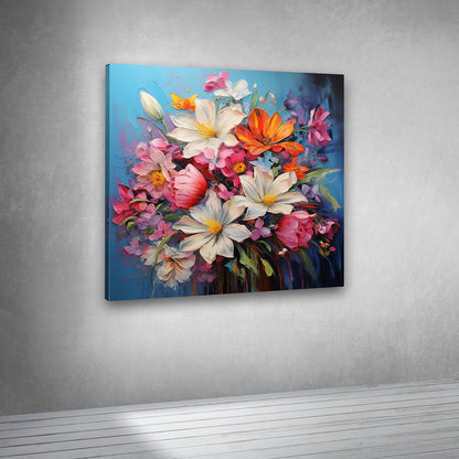 Colorful flower artwork canvas print for contemporary interiors