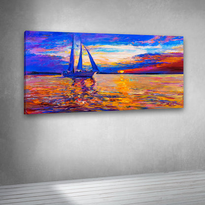 Colorful ocean sunset painting canvas print for contemporary interiors