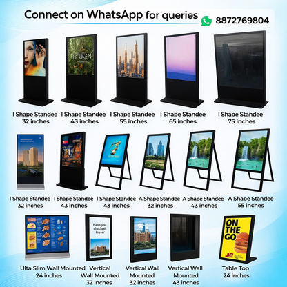 LED Digital Standee Video Display Signage for Branding, Advertising | Digital Advertising Display Screen | Led Video Standee 32" Wall Mounted