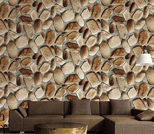 Wall Paper for Wall Decor, Non Adhesive Wallpaper for Walls Living Room, Bedroom (53 x 1000 cm, Roll 57sqft, Sky Blue Damask Design) Wallpaper with a stone pattern in a room with a sofa and lamp.