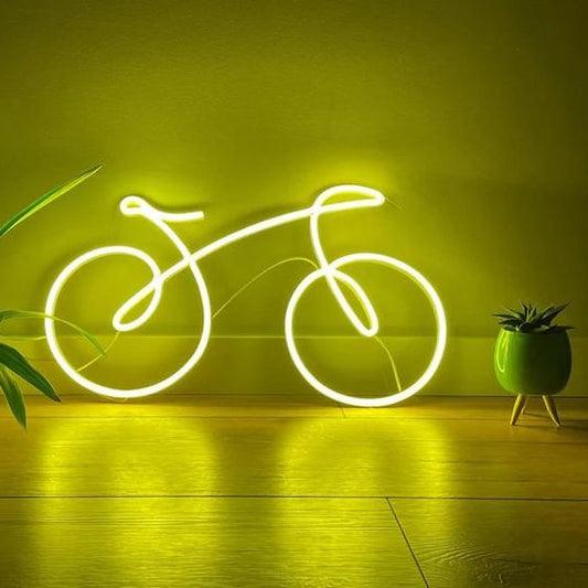 Minimalist bicycle neon wall sign for cycling room gym bedroom and home decor