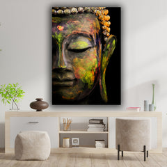 The Seven Colours Beautiful Canvas Lord Buddha Wall painting frame for Living Room Drawing Room Wall Decors Big Size Large Modern Wall arts Abstract Paintings For Home Decoration | Gifts | Office Wall Decors