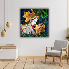 The Seven Colours Radha Krishna Painting for Wall Decoration Living Room Big Size Large Canvas Painting for Home Decor | Office Wall Decor | Bedroom | Gifts | Canvas Painting Wall Frame