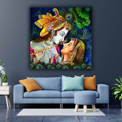 The Seven Colours Radha Krishna Painting for Wall Decoration Living Room Big Size Large Canvas Painting for Home Decor | Office Wall Decor | Bedroom | Gifts | Canvas Painting Wall Frame
