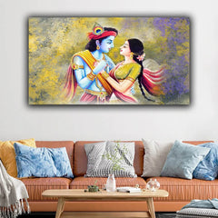 The Seven Colours Radha Krishna Painting for Wall Decoration Living Room Big Size Large Canvas Painting for Home Decor | Abstract Canvas Painting Wall Frame | Gifts | Bedroom | Office Wall Decor | Wall decor for living room