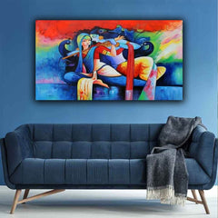 The Seven Colours Radha Krishna Painting for Wall Decoration Living Room Big Size Large Canvas Painting for Home Decor | Canvas Painting Wall Frame | Gifts | Bedroom | Office Wall Decor | Wall decor for living room