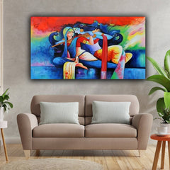 The Seven Colours Radha Krishna Painting for Wall Decoration Living Room Big Size Large Canvas Painting for Home Decor | Canvas Painting Wall Frame | Gifts | Bedroom | Office Wall Decor | Wall decor for living room