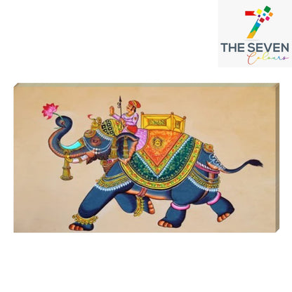 A Royal Elephant Madhubani Painting Frame for Wall Decor