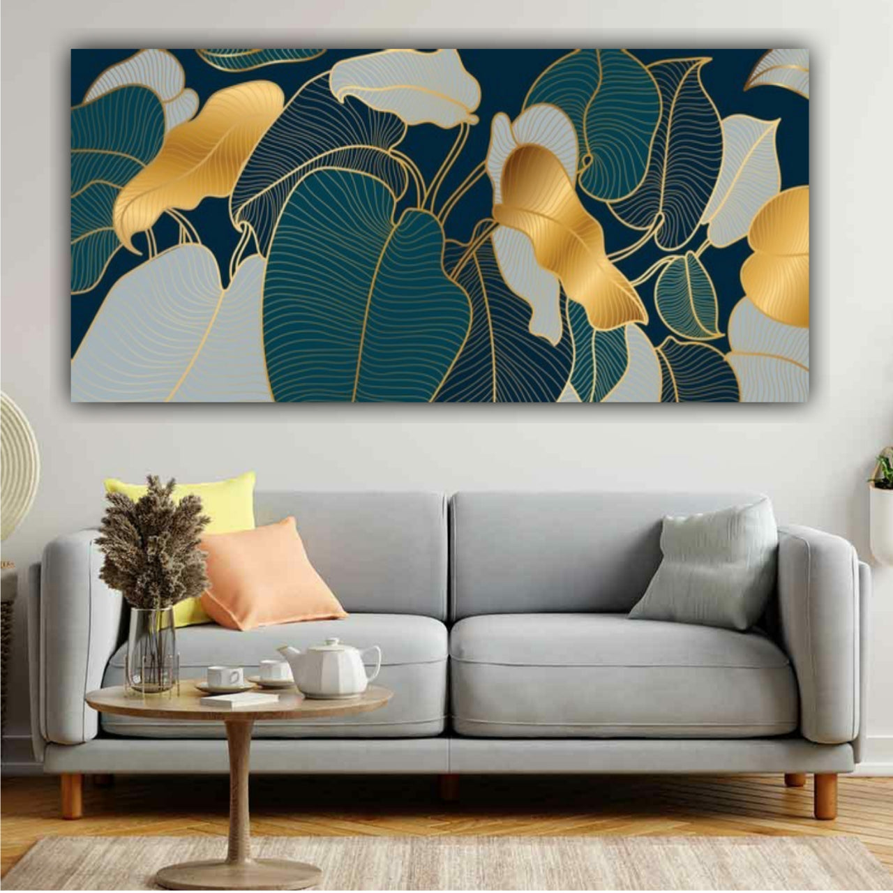 Beautiful Canvas Painting Monstera Leaves Wall Painting Frame for Living Room