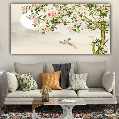 Parrot Floral Tree Art Frame for Living Room Wall Decor