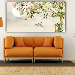 Canvas Painting Parrot Floral Tree Art with Frame for Living Room Wall Decors | Canvas Painting | Modern Wall Art | Office Wall Decors | Gifts
